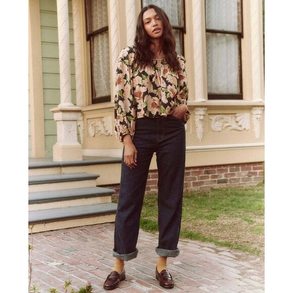 The Great The Magpie Blouse Top Floral Printed Smocked Balloon Sleeve L 279860 - Picture 4 of 9